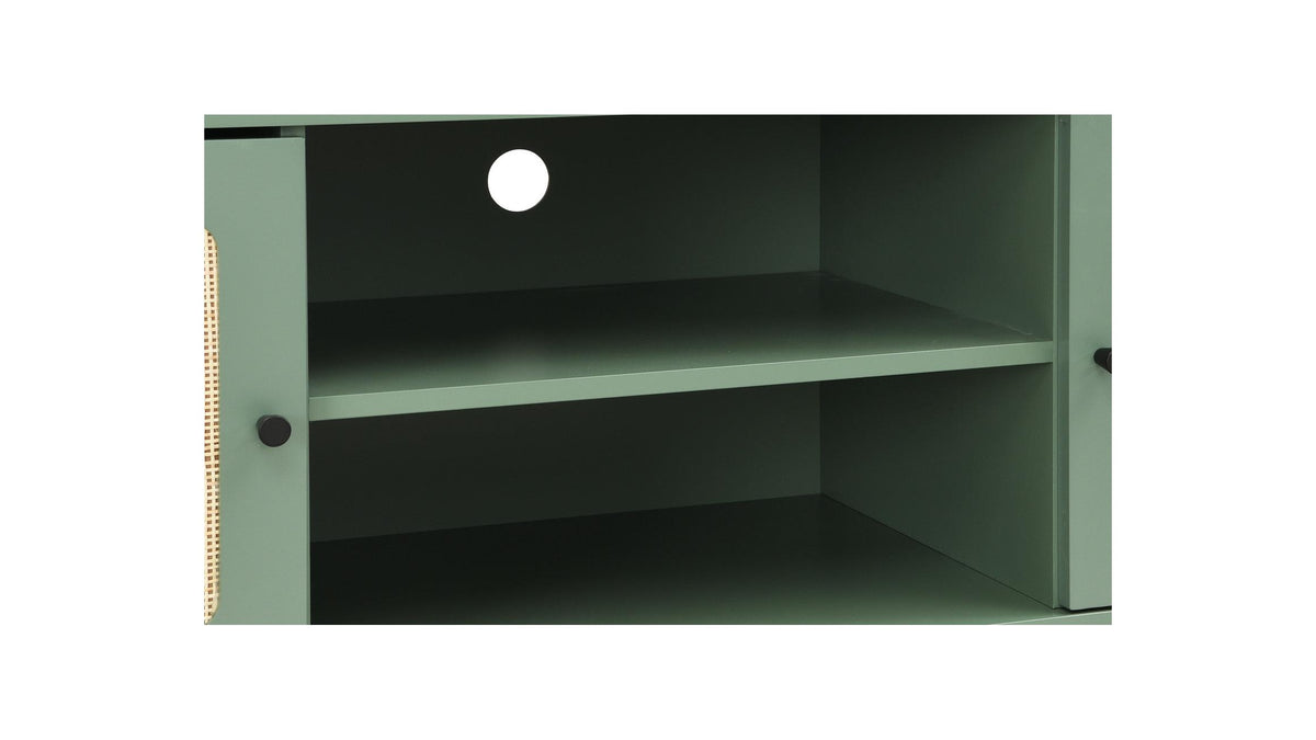 Luma - Meuble TV 2 Portes Cannage 160 cm - Vert