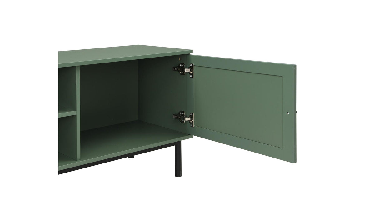 Luma - Meuble TV 2 Portes Cannage 160 cm - Vert