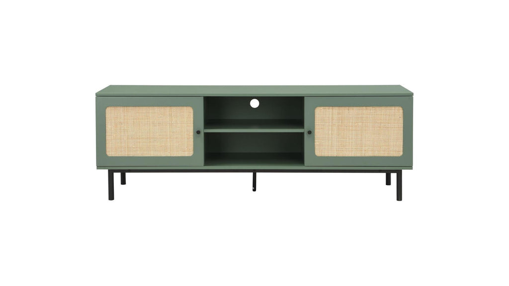 Luma - Meuble TV 2 Portes Cannage 160 cm - Vert