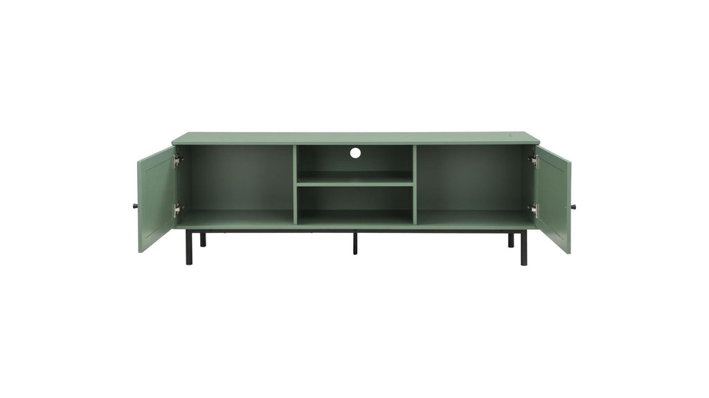 Luma - Meuble TV 2 Portes Cannage 160 cm - Vert