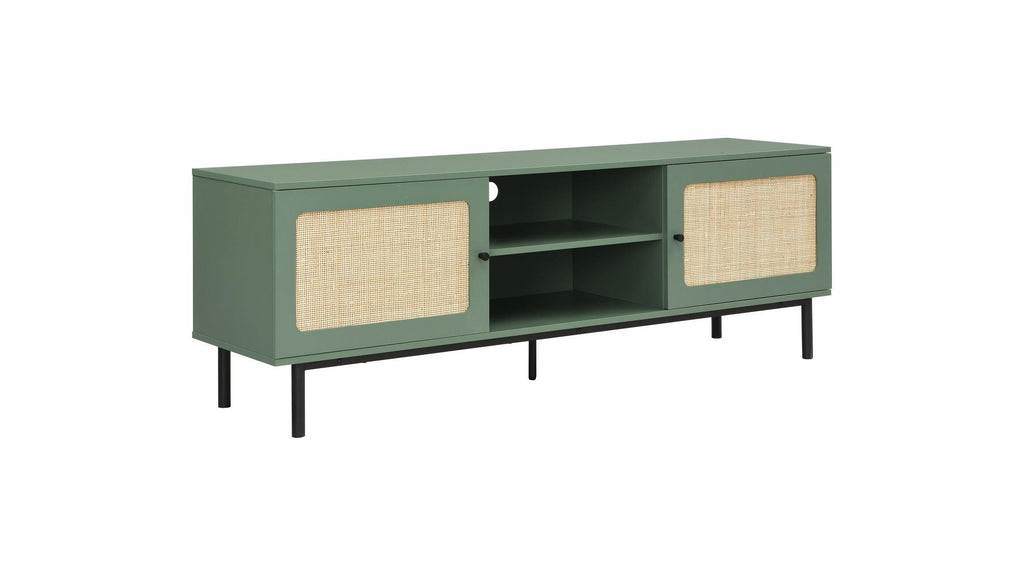 Luma - Meuble TV 2 Portes Cannage 160 cm - Vert