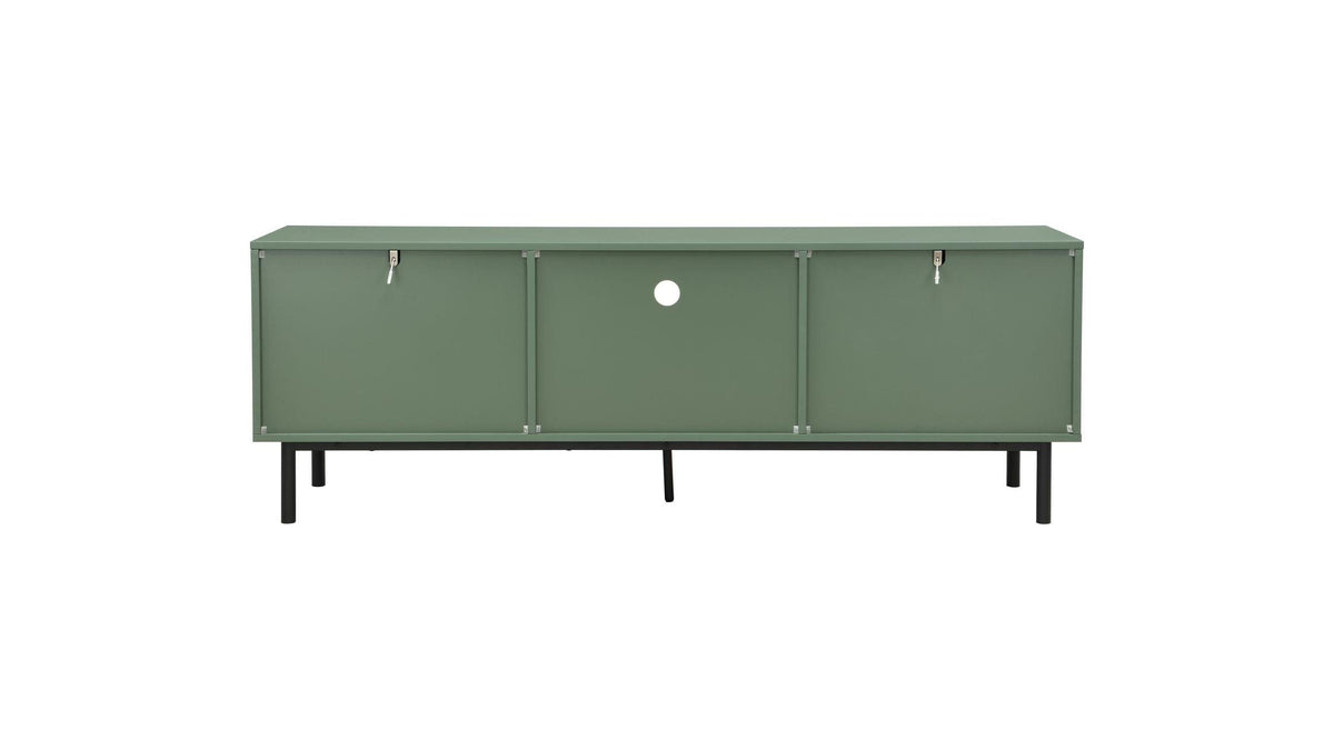 Luma - Meuble TV 2 Portes Cannage 160 cm - Vert