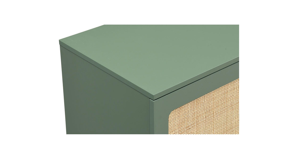 Luma - Meuble TV 2 Portes Cannage 160 cm - Vert