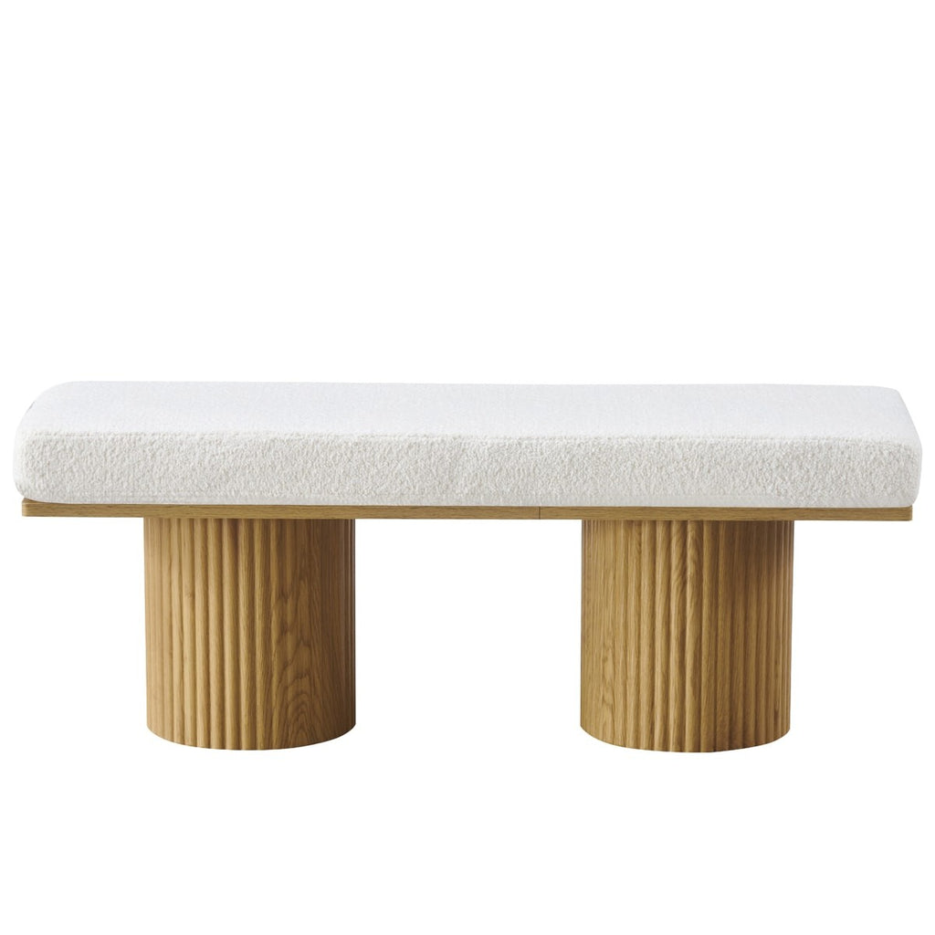 Mahe - Banc en Tissu Bouclé - Beige