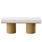 Mahe - Banc en Tissu Bouclé - Beige