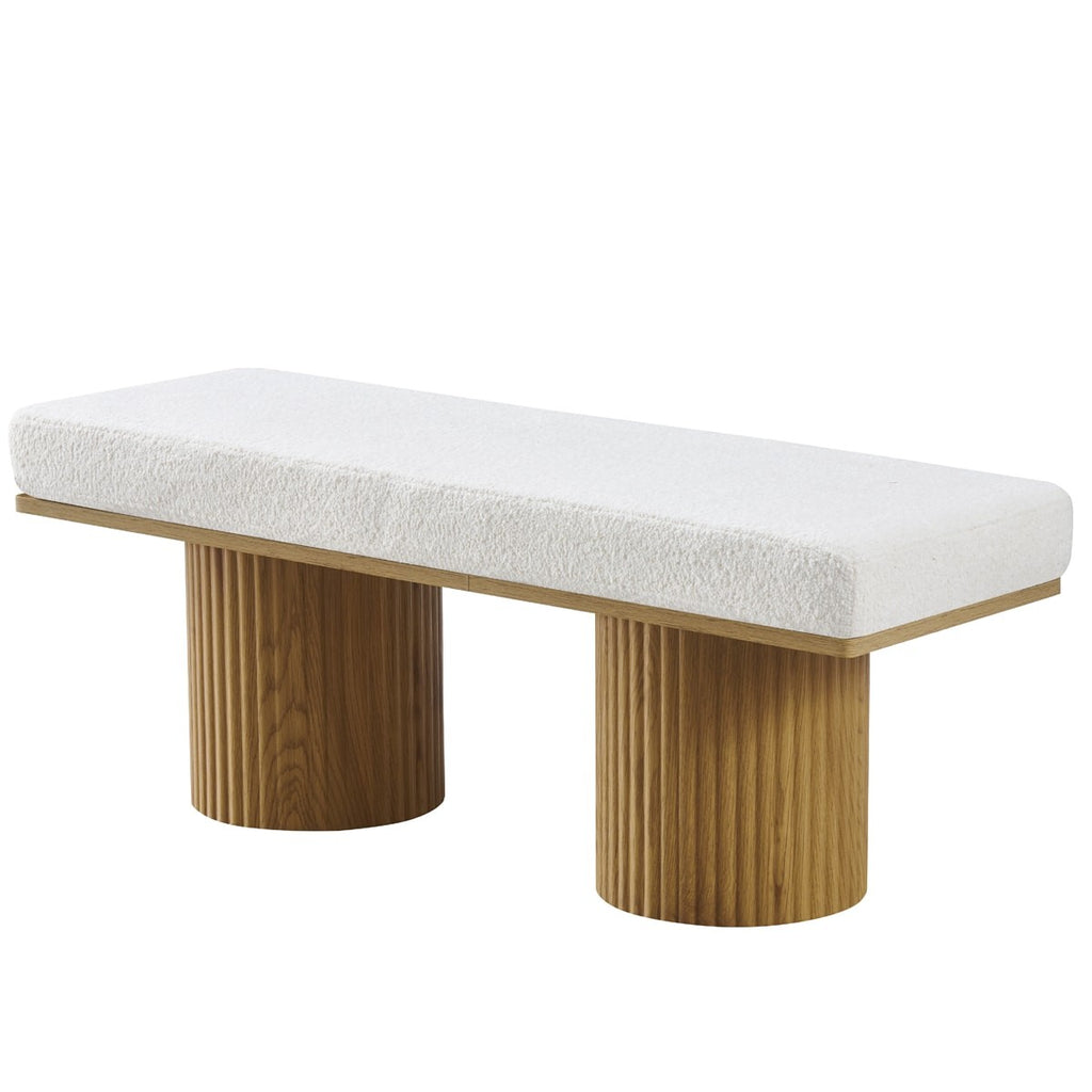 Mahe - Banc en Tissu Bouclé - Beige