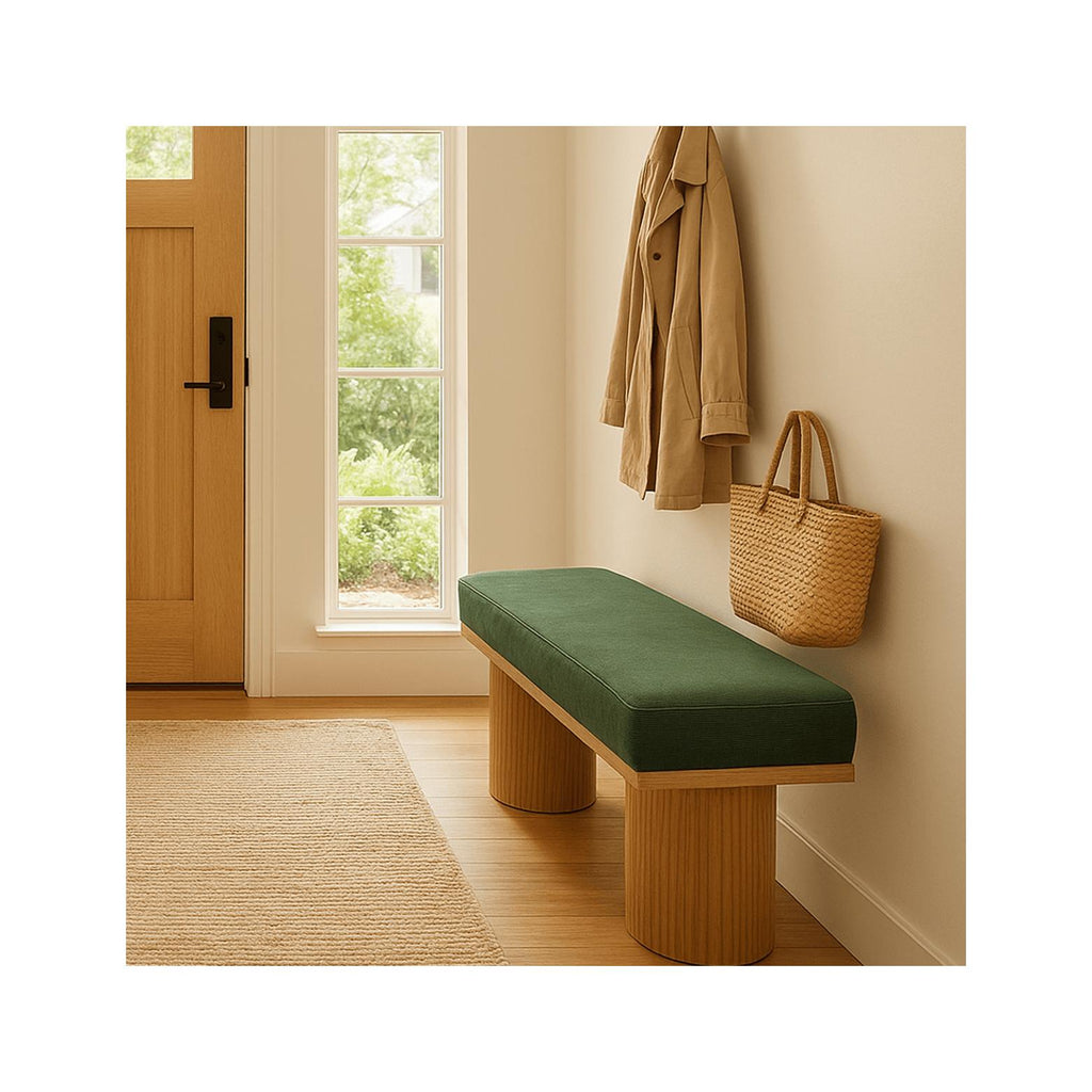 Mahe - Banc en Velours Côtelé - Vert Kaki