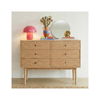 Lisa - Commode 6 Tiroirs Placage Chêne 120 cm - Bois