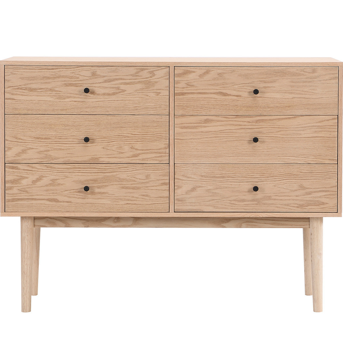 Lisa - Commode 6 Tiroirs Placage Chêne 120 cm - Bois