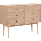 Lisa - Commode 6 Tiroirs Placage Chêne 120 cm - Bois