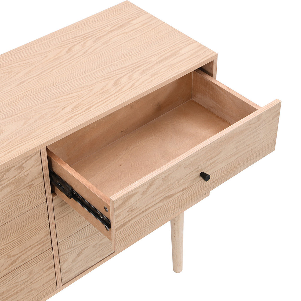 Lisa - Commode 6 Tiroirs Placage Chêne 120 cm - Bois