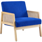 Mani - Fauteuil en Cannage et Velours Côtelé - Bleu Électrique