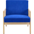Mani - Fauteuil en Cannage et Velours Côtelé - Bleu Électrique