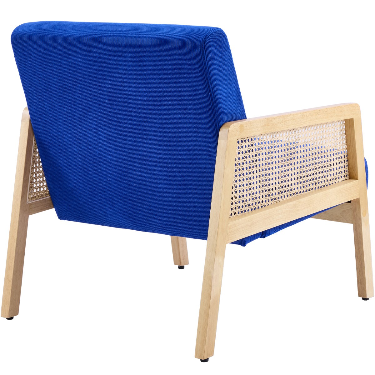 Mani - Fauteuil en Cannage et Velours Côtelé - Bleu Électrique
