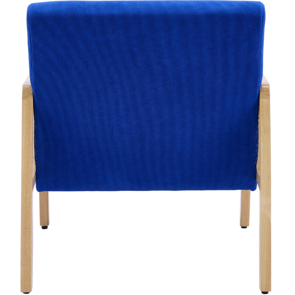 Mani - Fauteuil en Cannage et Velours Côtelé - Bleu Électrique