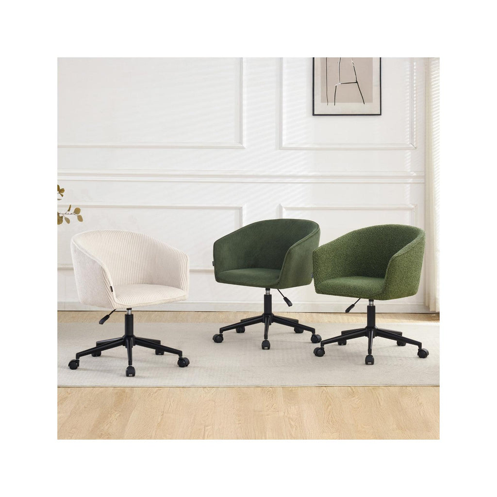 Marlo - Fauteuil de Bureau Pivotant et Réglable en Hauteur en Tissu Bouclé - Vert