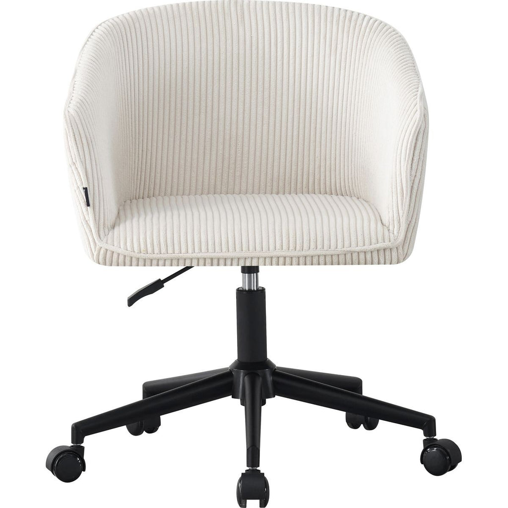 Marlo - Fauteuil de Bureau Pivotant et Réglable en Hauteur en Velours Côtelé - Beige