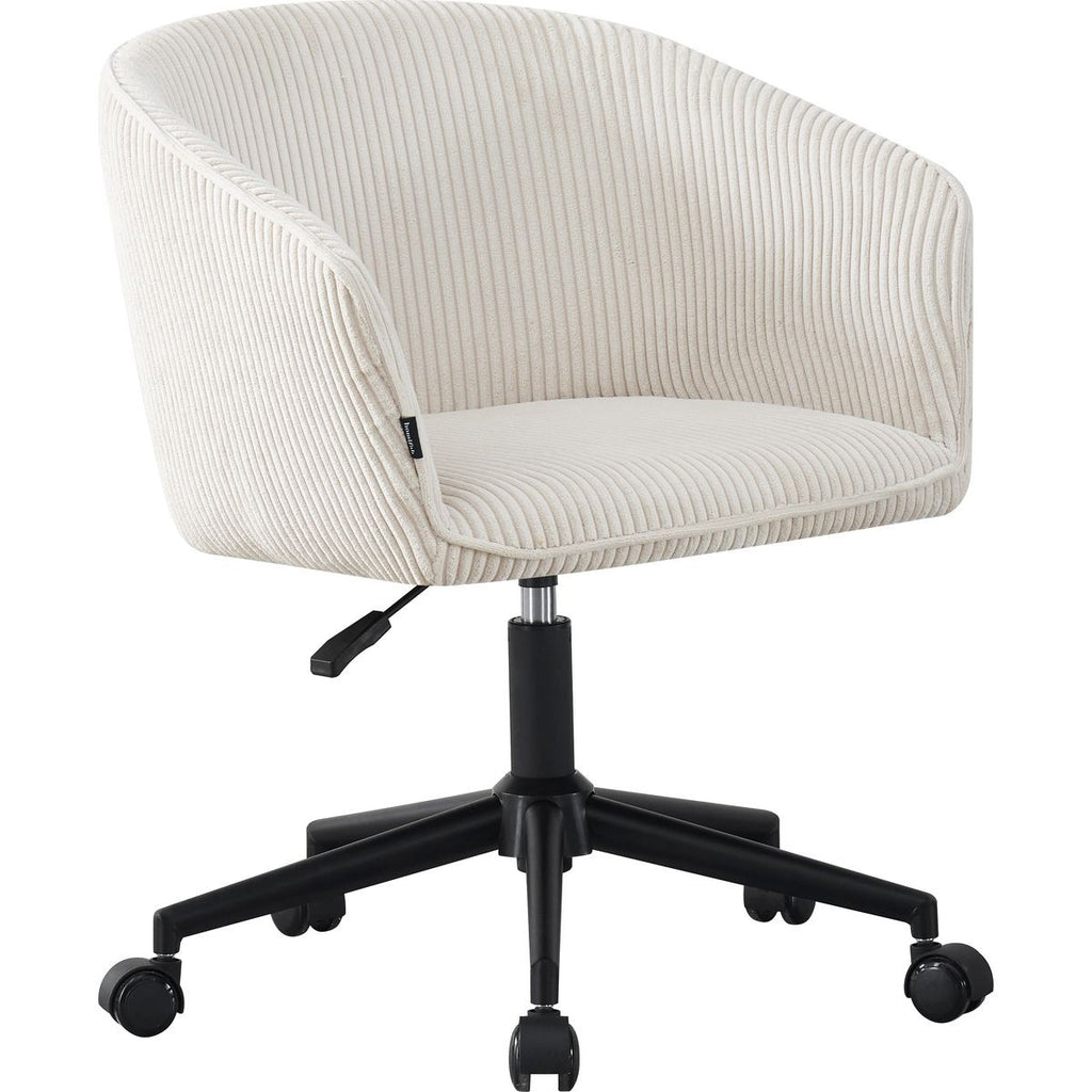 Marlo - Fauteuil de Bureau Pivotant et Réglable en Hauteur en Velours Côtelé - Beige