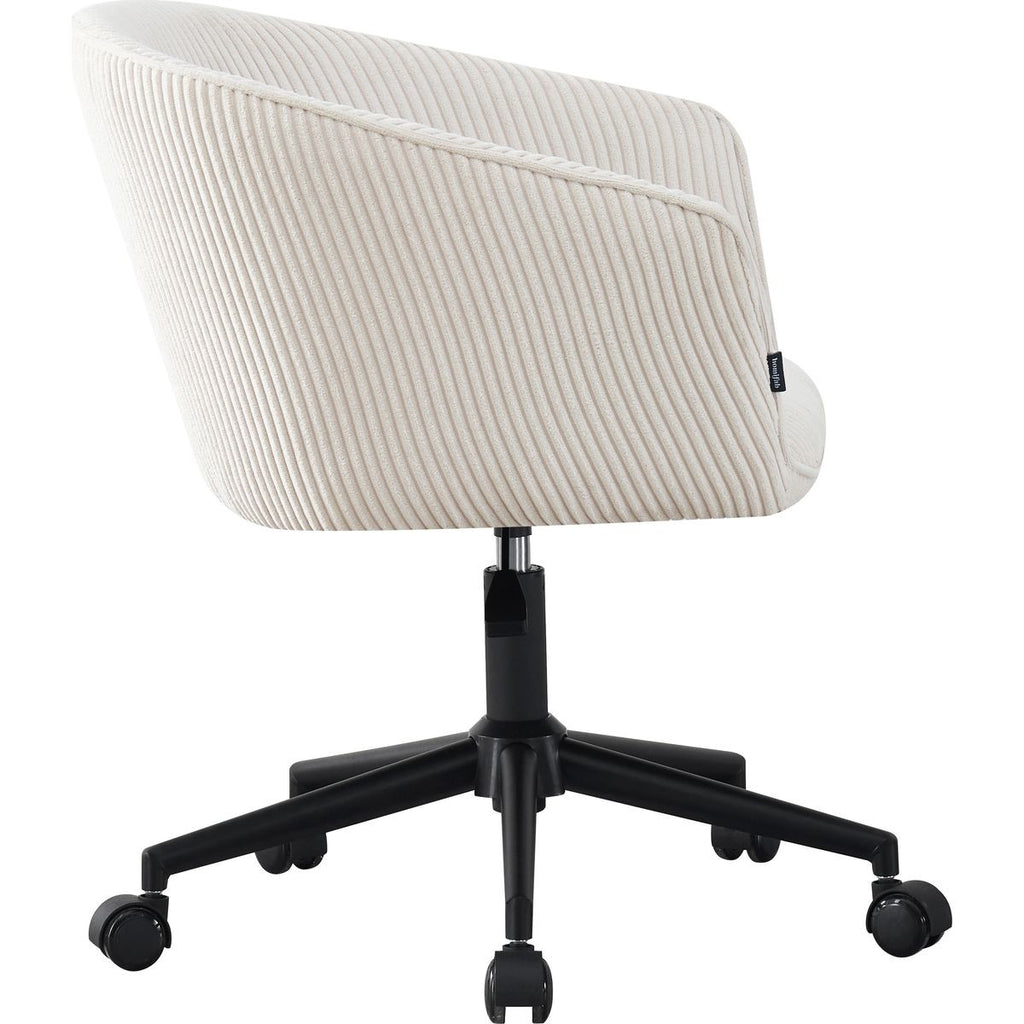 Marlo - Fauteuil de Bureau Pivotant et Réglable en Hauteur en Velours Côtelé - Beige