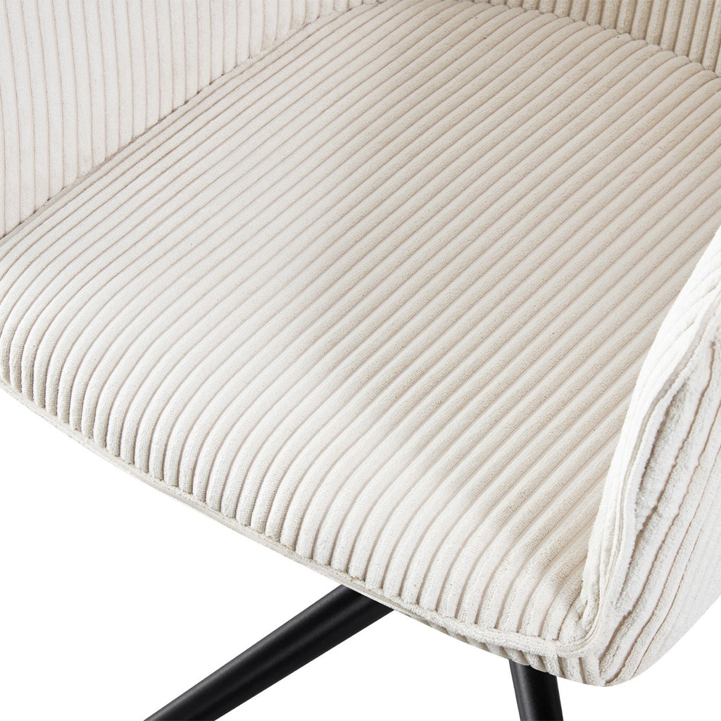 Marlo - Fauteuil de Bureau Pivotant et Réglable en Hauteur en Velours Côtelé - Beige