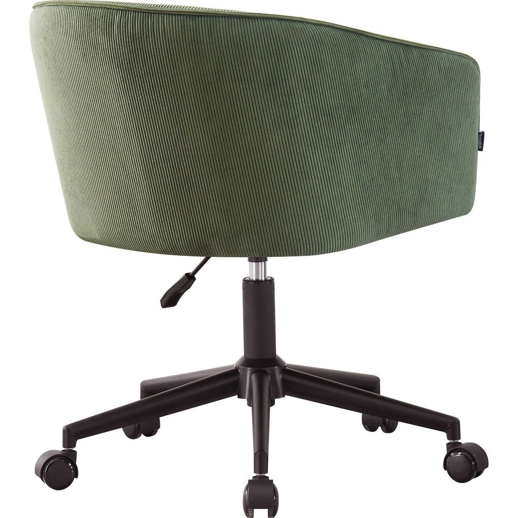 Marlo - Fauteuil de Bureau Pivotant et Réglable en Hauteur en Velours Côtelé - Vert Kaki