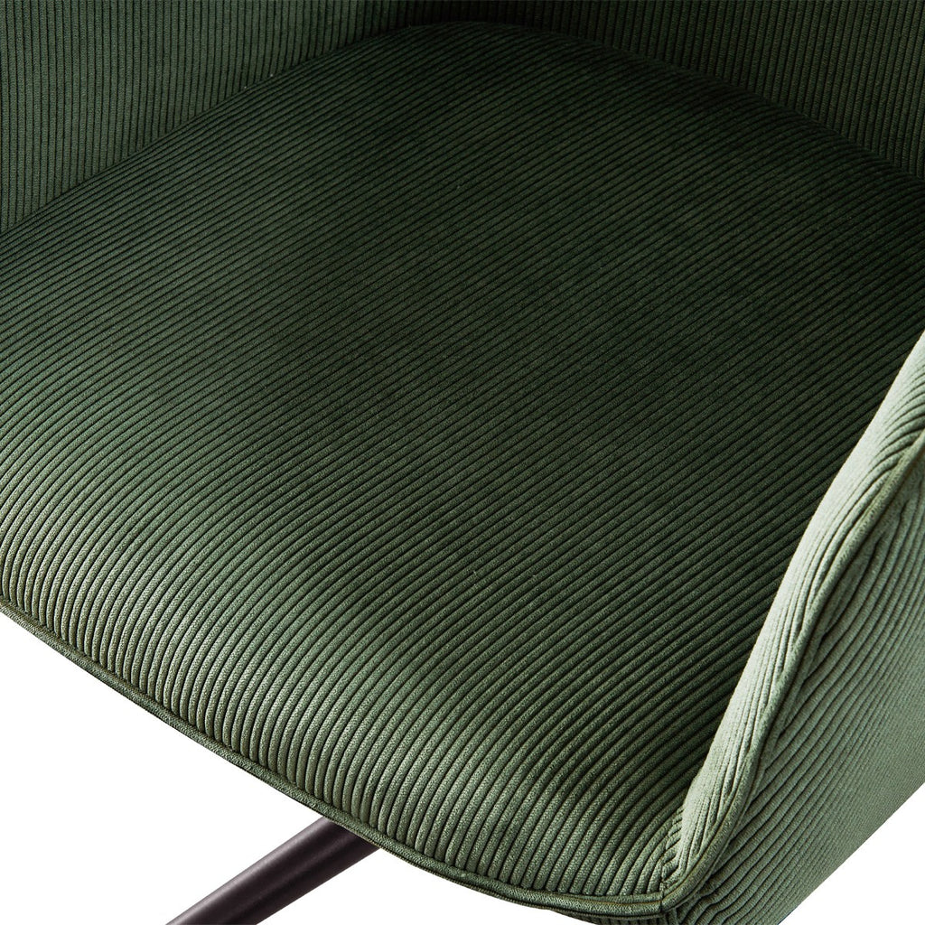 Marlo - Fauteuil de Bureau Pivotant et Réglable en Hauteur en Velours Côtelé - Vert Kaki