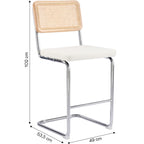 Muse - Lot de 2 Tabourets de Bar en Cannage et Tissu Bouclé - Beige