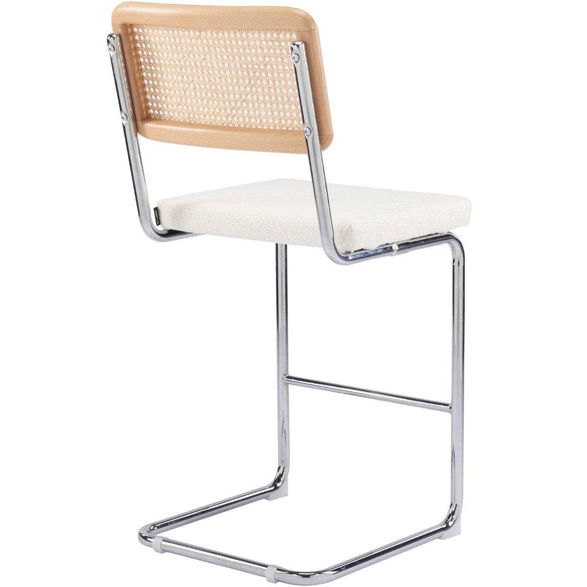 Muse - Lot de 2 Tabourets de Bar en Cannage et Tissu Bouclé - Beige