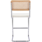 Muse - Lot de 2 Tabourets de Bar en Cannage et Tissu Bouclé - Beige