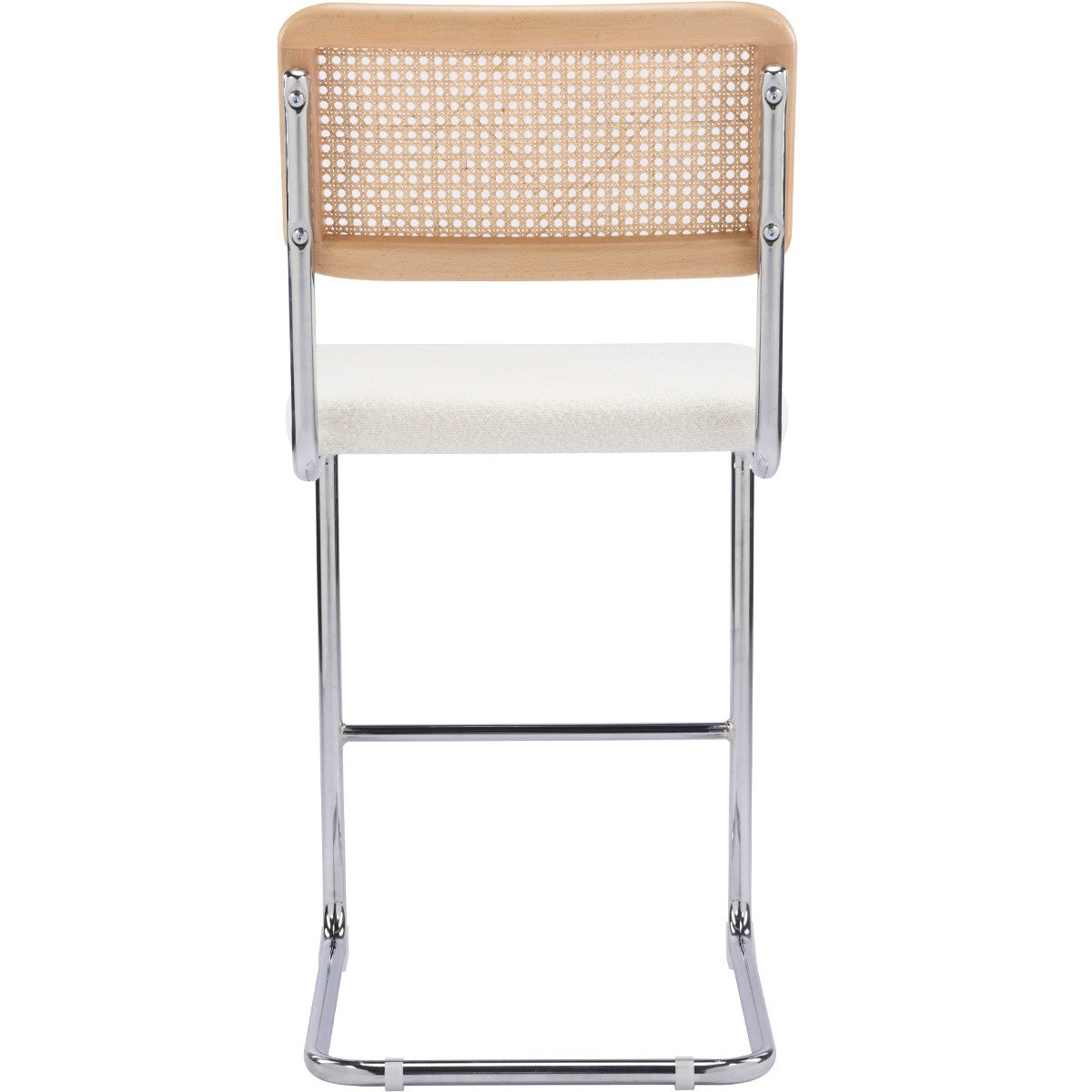 Muse - Lot de 2 Tabourets de Bar en Cannage et Tissu Bouclé - Beige