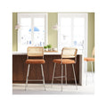 Muse - Lot de 2 Chaises de Bar en Cannage et Tissu Bouclé, Piètement Chromé - Rouille