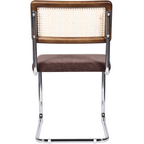 Muse - Lot de 2 Chaises en Cannage, Tissu Chenille et Piètement Chromé - Marron