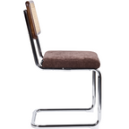 Muse - Lot de 2 Chaises en Cannage, Tissu Chenille et Piètement Chromé - Marron