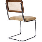 Muse - Lot de 2 Chaises en Cannage, Tissu Chenille et Piètement Chromé - Camel
