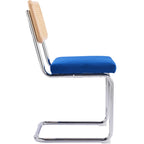 Muse - Lot de 2 Chaises en Cannage, Velours Côtelé et Métal Chromé - Bleu Électrique