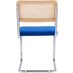 Muse - Lot de 2 Chaises en Cannage, Velours Côtelé et Métal Chromé - Bleu Électrique