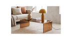 Mysa - Table Basse Rectangulaire en Verre Trempé Caramel 110x55 cm - Marron
