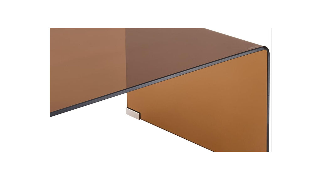 Mysa - Table Basse Rectangulaire en Verre Trempé Caramel 110x55 cm - Marron