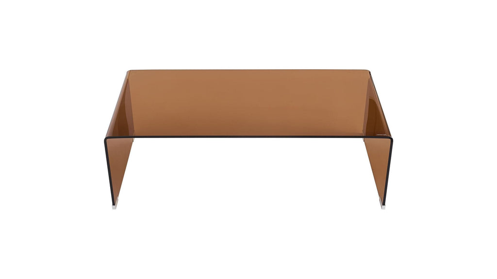Mysa - Table Basse Rectangulaire en Verre Trempé Caramel 110x55 cm - Marron