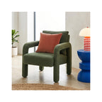 Niko - Fauteuil en Tissu Bouclé - Vert Kaki