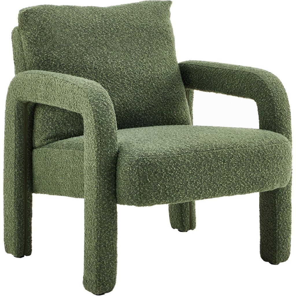 Niko - Fauteuil en Tissu Bouclé - Vert Kaki