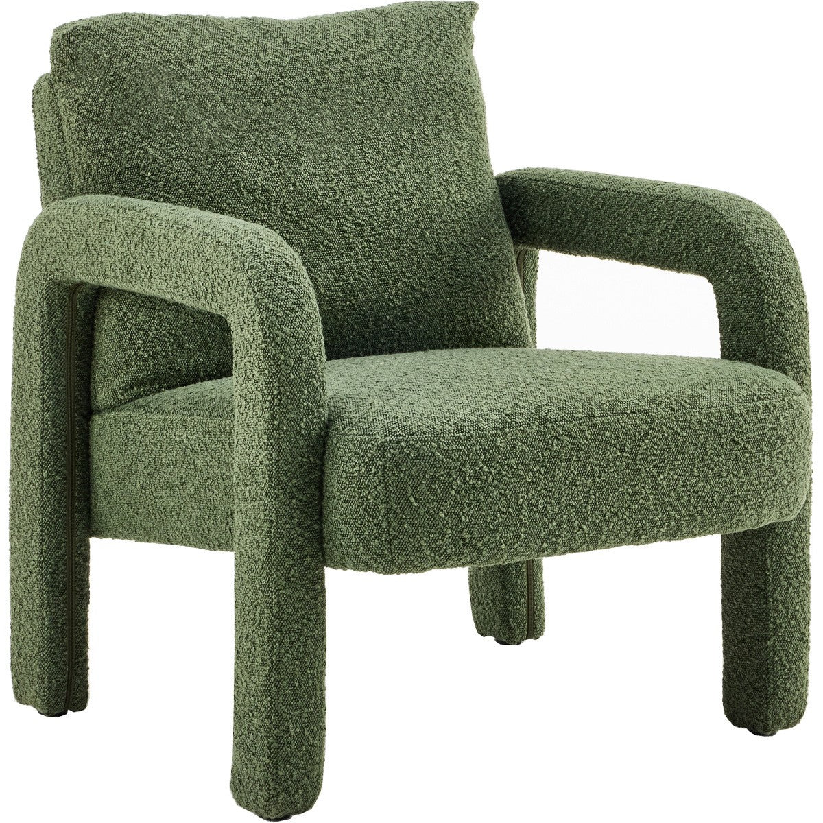 Niko - Fauteuil en Tissu Bouclé - Vert Kaki