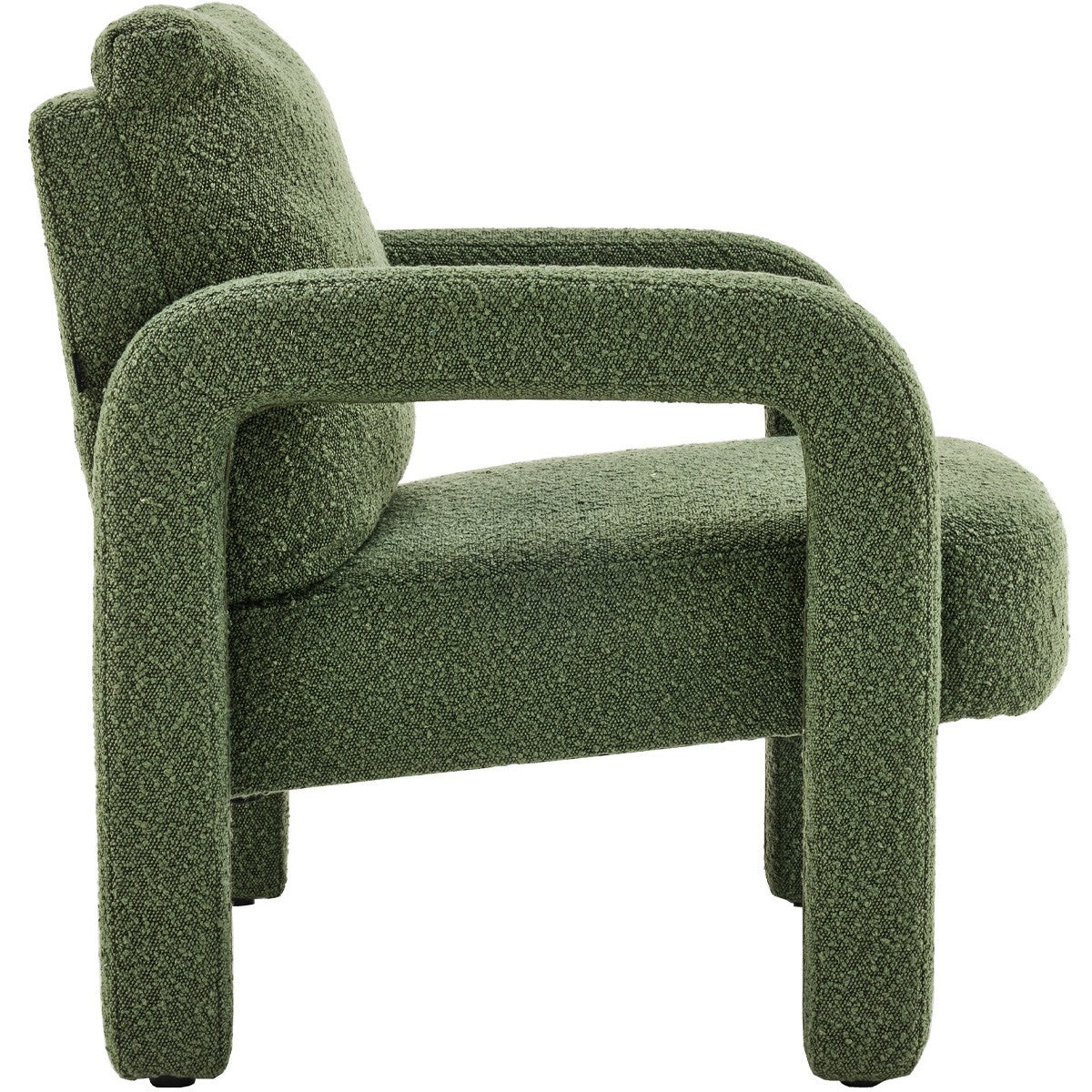 Niko - Fauteuil en Tissu Bouclé - Vert Kaki