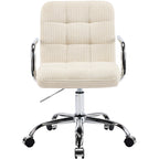 Nolan - Fauteuil de Bureau Capitonné, Pivotant et Réglable en Hauteur en Velours Côtelé - Beige