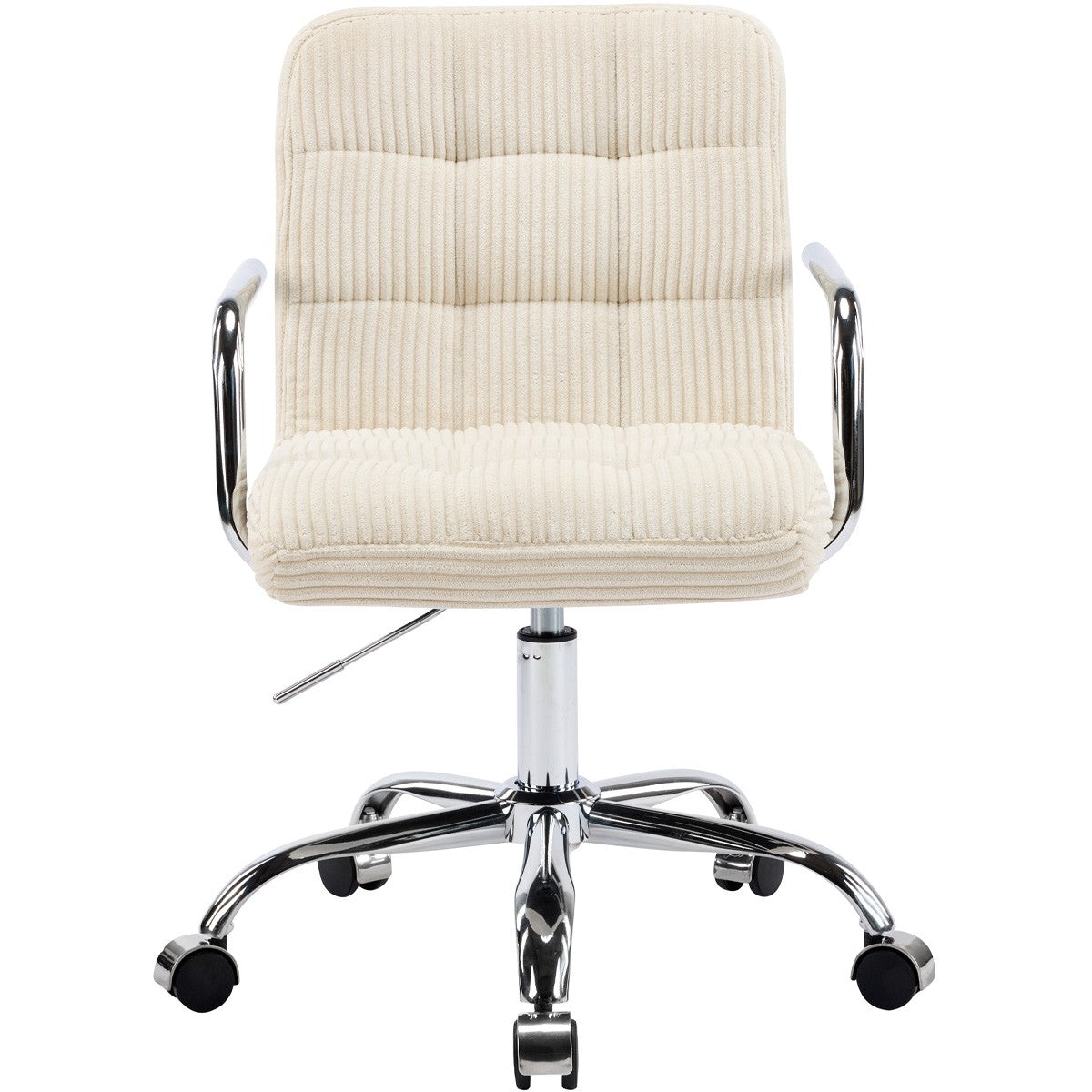 Nolan - Fauteuil de Bureau Capitonné, Pivotant et Réglable en Hauteur en Velours Côtelé - Beige