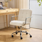 Nolan - Fauteuil de Bureau Capitonné, Pivotant et Réglable en Hauteur en Velours Côtelé - Beige