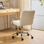 Nolan - Fauteuil de Bureau Capitonné, Pivotant et Réglable en Hauteur en Velours Côtelé - Beige