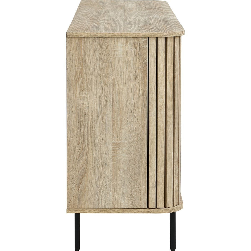 Solna - Buffet 3 Portes Rainurées Couleur Chêne L160xH78 cm - Bois Clair