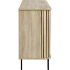 Solna - Buffet 3 Portes Rainurées Couleur Chêne L160xH78 cm - Bois Clair