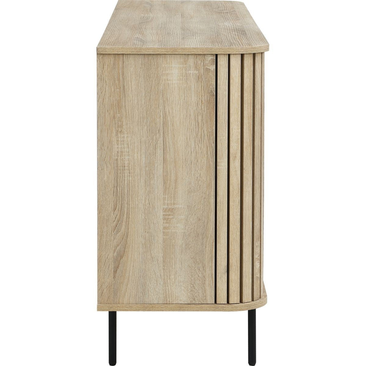 Solna - Buffet 3 Portes Rainurées Couleur Chêne L160xH78 cm - Bois Clair